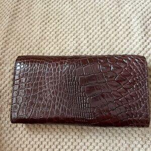 Brown Crocodile Embossed Leather Wallet